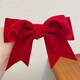 Lingmeng Children's Bow Hair Clip Red New Year and Christmas Hair Accessories Baby New Year Hair Clip Headwear Red Beveled Long Floating Large Size 1 pc