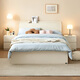 Quanyou Home Cream Style Panel Bed 1.5x2m Home Small Apartment Second Bedroom Furniture Modern Simple Double Bed