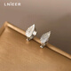 Lnieer999 Pure Silver Super Flash Leaf Earrings Women's High-end Earrings Niche Earrings 2025 New Hot Style Silver Earrings Super Flash Leaf Earrings 999 Pure Silver