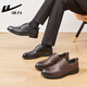 Pull back men's shoes leather shoes men's texture business casual shoes soft sole black derby shoes 2155 brown 42
