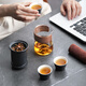 Weici travel tea set portable outdoor set quick cup camping office tea glass teapot gift set Yahei-Guanshan quick cup set 6 pieces 3 cups in one pot (tea towel included) with filter element