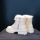 Fengyunge Martin boots for women 2025 winter women's boots cotton shoes for female students Korean style women's shoes plus velvet thickened warm snow boots for women 213 beige plus velvet (only size smaller) 37 (235mm)