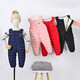 Warm winter duck children's down cotton overalls infants and toddlers thickened cotton pants for boys and girls to wear open one-piece plus down crotch gray 110 4-5 years old