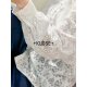 Wide color (kuose) French style V-neck lace shirt for women 2024 spring and summer new love hollow shirt long-sleeved lace top white M