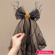 Zi Jiafu Halloween headdress luminous headband elf black veil little girl funny Halloween pumpkin accessories hairpin devil horn headband with light