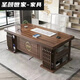 2025 new new Chinese style solid wood desk and chair combination desk study calligraphy and painting table home writing desk walnut color Houde single desk 1.6 meters with chair combination with cushion