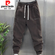 Pierre Cardin casual pants men's autumn harem loose winter velvet thickened sports trousers men's new black plus velvet style 2XL recommended 145-160Jin Jin equals 0.5 kg