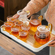 Porcelain brand tea set glass tea set household tea tray complete set with filter teapot thickened heat-resistant teapot tea cup large capacity