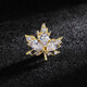 WOUG gold store style light luxury maple leaf brooch men's corsage suit pin crystal badge simple and elegant white zircon one