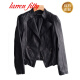 Larrenfitty Light Luxury Women's Clothing Brand Leather Jacket Women's Short 2022 Spring and Autumn New Style Waist Slim Motorcycle Small Washed Leather Jacket Black M