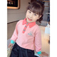 Nuo Dou Xiong girls long-sleeved lapel T-shirt spring and autumn new style 5 children's embroidered Polo shirt little girl Korean style bottoming top light pink 120 size