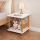 Boundary line bedside table storage bedroom small simple small table mini bedside cabinet storage rack storage bedside table side table double layer pastoral oak color 40*40cm