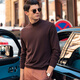 Mr. Bu 100% Cardigan Sweater Men's Half Turtleneck Thick Solid Color Knitted Bottoming Sweater Coffee L/175