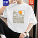 ROMON (ROMON) 260g heavy pure cotton T-shirt men's short-sleeved national trendy T-shirt top summer cotton half-sleeved trendy loose T-shirt M09-692 iron gray S [80-100Jin [Jin equals 0.5 kg]]