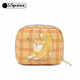 LeSportsac Lebo Poetry Bag Women's Bag New Cartoon Coin Headphones Makeup Storage Clutch for Girls Gift Orange Plaid Shiba Inu