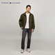 TOMMY HILFIGER Run away from the city, autumn and winter men's windproof and waterproof outdoor leisure sports stand collar jacket, military green RBN L (recommended 150-165Jin Jin equals 0.5kg)