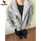 Western Camel (VANCAMEL) high-end American retro fur collar mountain carving knitted jacket men's winter velvet warm cotton cleanfit jacket gray upgraded model 2XL (suitable) 145-160Jin Jin is equal to 0.5 kg