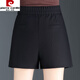 Pierre Cardin elastic waist shorts for women, loose and slim, 2025 autumn and winter new high waist 200 Jin equal to 0.5 kg, fashionable casual boots and pants for outer wear, black XL 115-125 Jin equal to 0.5 kg