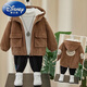 Disney (Disney) children's corduroy jacket boys' winter thickened velvet new style children's fashionable baby hooded winter clothing trendy brown smiling corduroy jacket 100cm