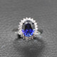 Bindao Princess Diana sapphire ring for women genuine sterling silver hypoallergenic live classic dark blue color gemstone tanzanite main stone (10X14mm)