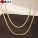 Junpo 18K gold necklace plain chain women's color gold sweater chain K gold adjustable hemp rope necklace AU750 light gold 18K 60cm (weight about 3.40 grams)