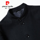 Pierre Cardin pure wool woolen jacket men's thickened autumn and winter tunic thickened woolen casual stand-up collar suit collar slim top black 100 pure wool L 175/92A