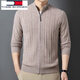 TOME BORNEK Tommy Tommy Men's Wool Knitted Cardigan Autumn and Winter Business Loose Sweater Long Sleeve Half Turtle Collar Jacket Casual Spring Jinhua Camel S 165