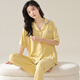 莫代尔女士睡衣夏2025新款冰丝短袖长裤开衫韩版夏天薄款宽松家居服 09M12109 M