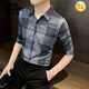 Classic Car (LAOYECHE) 2025 Large Plaid Shirt Men's Short Sleeve Summer Ice Silk Five-Part Half Sleeve High-end Slim Sleeve Seven-Part Sleeve Shirt Black CS826 M Recommended 108 Jin [Jin equals 0.5 kg]