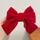 Lingmeng Children's Bow Hair Clip Red New Year and Christmas Hair Accessories Baby New Year Hair Clip Headwear Red Beveled Long Floating Large Size 1 pc