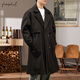 Foss Phil windbreaker men's autumn and winter loose casual mid-length jacket light mature style coat jacket 2407 black M