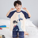 Little Milk Dragon Children's Pajamas Summer Boys' Pure Cotton Short-Sleeved Shorts Boys Teenagers Cartoon Home Clothes Set T692#Eggboy Pure Cotton Set XL Code (recommended height 160-175)