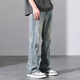 Jeans Men's American High Street Retro Denim 2025 NUEVA SUPRINGA Y SUMER A SUMPRESA Marca Straight-Tire Light-Flare Casual Long pantalones 9901 Blue L