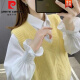 
Pierre cardin early spring and autumn 2025 new women's vest knitted vest women's sweater V-neck loose horse clip outside knitted 1047 apricot color upgrade model 2XL [recommended 131Jin [Jin equals 0.5 kg]-140Jin [Jin equals 0.5 kg]]