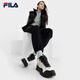 FILA women's mid-cut plus velvet dad shoes casual shoes winter warm thick-soled sneakers turtledove yellow/black-TB 37.5