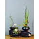 Guanmao Jianshan flower arrangement flower arrangement Japanese flower arrangement base Zen retro flower pot hydroponics landscape plate ceramic insert N05MN04L thick lip round bowl large flower pot only