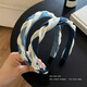 Morning Star High Headband Women's 2025 New Denim Twist Headband Autumn and Winter White Hair Card Network Infrared Headband Headband Light Blue Braided Headband