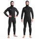 YEXIZE1.5/3/5/7mm wetsuit for men and women one-piece hooded thickened cold-proof thermal clothing surfing suit snorkeling suit 5mm men's long-sleeved one-piece toe cap/front zipper L