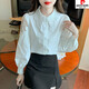 
Piercadian embroidered cotton shirt for women's autumn new fashion embroidered white shirt loose and versatile long-sleeved top CY9227 White S [Suggested 75-95Jin [Jin equals 0.5 kg]]