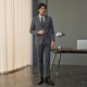 Qipai suit men's spring and summer new style wool warm suit dress far infrared heat storage 0100 medium gray 46 (170)
