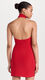 NORMA KAMALI Women's Halter Neck High Neck Side Slit Mini Dress Tiger Red Large