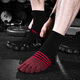 Huodiniao Autumn and Winter Yoga Socks Men's Pilates Toe Socks Non-Slip Socks Adult Indoor Fitness Running Sports Floor Socks Men's Mid-Tube Toe Socks - Black and Red