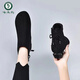 Boots de cuero genuino de carpintero Boots de cuero suave tacón grueso 2025 Nuevas botas desnudas zapatos de gran tamaño para mujeres grandes tacón redondo de tacón bajo y botas mate de otoño primavera negra y otoño 36