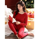 Love Autumn and Summer Autumn Clothes and Autumn Pants Set Women's Warm Clothes Underwear Pure Cotton Autumn Clothes and Autumn Pants Year of the Horse Big Red Animal Year A811078 160 (M) Recommended 90-110 Jin Jin equals 0.5 kg