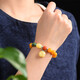 Buhesyt Natural Beeswax Bracelet Women's Peony DIY Pixiu Jade Raw Mineral Amber Chicken Oil Yellow Bracelet Nanhong Original Bead Diameter 10MM+ Bracelet (Fashionable and Elegant)