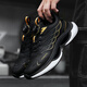 2025 new sports shoes for men, autumn and winter shoes, rotating button running shoes, ultra-light shock-absorbing breathable shoes for men 9887-black gold leather style 42