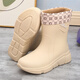 Dong Yixuan rain boots for women, thickened velvet, winter warm and waterproof cotton boots, thick soles, non-slip soft soles, one-piece mid-calf rain boots, water shoes for women, green fixed velvet (not removable), 2 sizes larger, 37