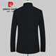 Pierre Cardin pure wool woolen jacket men's thickened autumn and winter tunic thickened woolen casual stand-up collar suit collar slim top black 100 pure wool L 175/92A