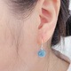 Ji Ge natural aquamarine earrings S925 sterling silver antique round bead hook blue crystal earrings original design light luxury new Chinese style