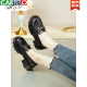 CARTELO Spring and Autumn 2024 New Women's Shoes Genuine Leather Versatile Small Leather Shoes Thick Sole Heightening Loaf Shoes Slip-on Shoes Black 35